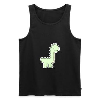 Pastellgrüner Dino Cartoon - Männer Premium Bio Tank Top - Schwarz - Vorne - AI Model Male 178 light (178cm)