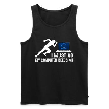 Tech Sprint: Mein Computer braucht mich - Männer Premium Bio Tank Top - Schwarz - Vorne - AI Model Male 178 light (178cm)