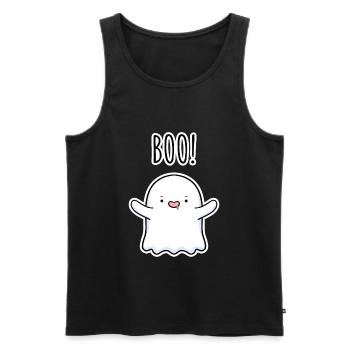 Boo Ghost – Doux Fantôme d’Halloween - Débardeur bio Premium Homme - noir - Devant - AI Model Male 178 light (178cm)