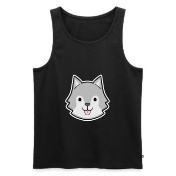 Autocollant tête husky heureuse - Débardeur bio Premium Homme - noir - Devant - Michal (187cm)