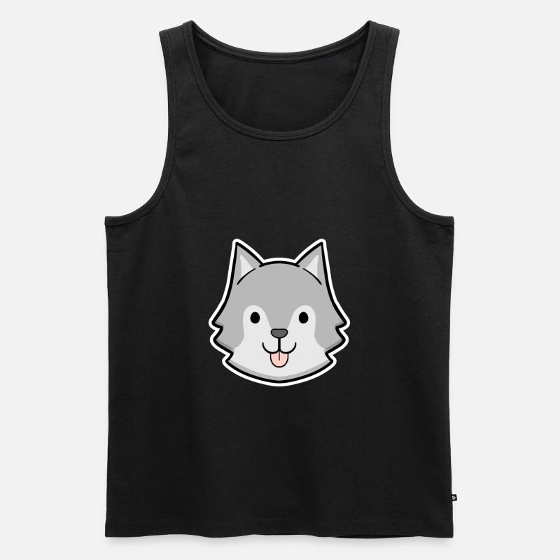 Fröhlicher Husky Kopf Sticker - Männer Premium Bio Tank Top - Schwarz
