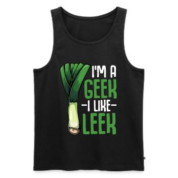 LauchGeek: Ich mag Lauch - Männer Premium Bio Tank Top - Schwarz - Vorne - Michal (187cm)