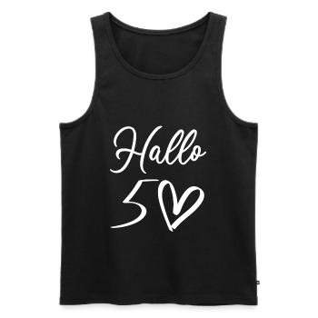 Herzliche Begrüßung mit Handgeschriebenem Design - Männer Premium Bio Tank Top - Schwarz - Vorne - AI Model Male 178 light (178cm)