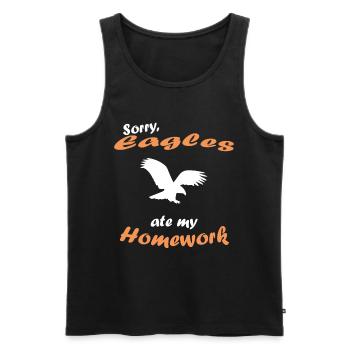 Sorry My Eagle Ate My Homework Shirt - Men's Premium Organic Tank Top - black - Front - AI Model Male 178 light (178cm)