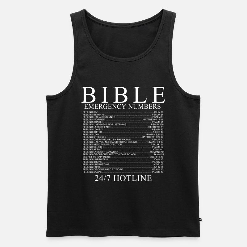 Notrufnummern der Bibel - Männer Premium Bio Tank Top - Schwarz
