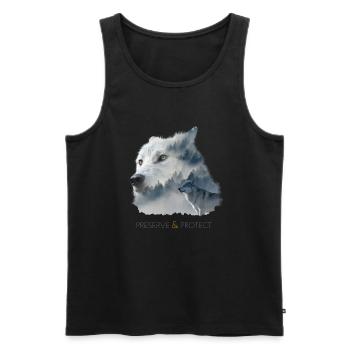 Harz Style -Preserve & Protect - Umweltschutz Wolf - Männer Premium Bio Tank Top - Schwarz - Vorne - Michal (187cm)