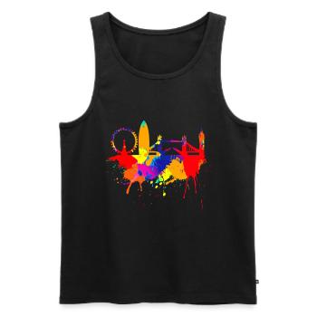 Londres Skyline Coloré couleurs Peinture Amour Angleterre - Débardeur bio Premium Homme - noir - Devant - Michal (187cm)