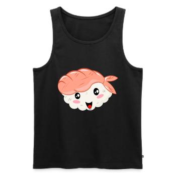 Sushis Nigiri Kawaii avec crevettes - Débardeur bio Premium Homme - noir - Devant - AI Model Male 178 light (178cm)
