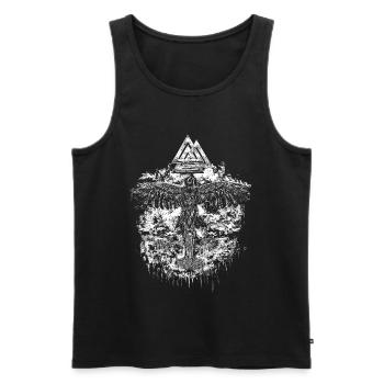 Wikinger Rabe Sky - Männer Premium Bio Tank Top - Schwarz - Vorne - Michal (187cm)