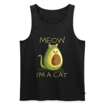 Chat motif de chat Meow en a cat avocat Vegan - Débardeur bio Premium Homme - noir - Devant - Michal (187cm)