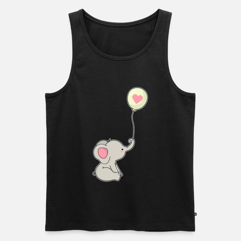 Elefant & Luftballon mit Herz - Männer Premium Bio Tank Top - Schwarz