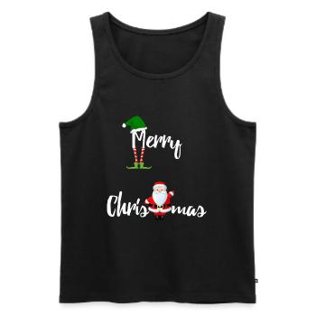 Joyeux Noël avec le Père Noël et l’Elf - Débardeur bio Premium Homme - noir - Devant - AI Model Male 178 light (178cm)