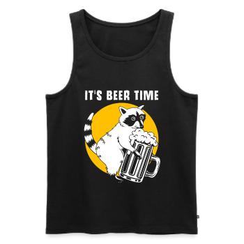 Waschbär Bier Alkohol - Männer Premium Bio Tank Top - Schwarz - Vorne - Michal (187cm)