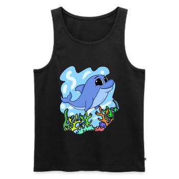 Dolphin - Men's Premium Organic Tank Top - black - Front - Michal (187cm)