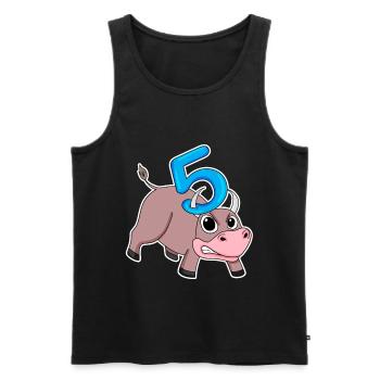 Taureau taureau d'anniversaire pour enfants de 5 ans - Débardeur bio Premium Homme - noir - Devant - Michal (187cm)
