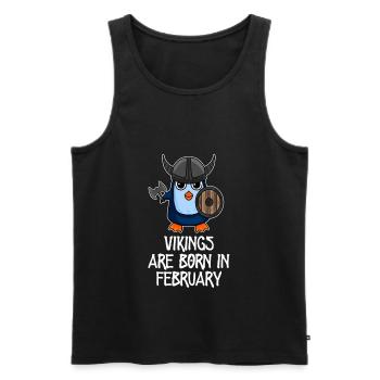 Wikinger sind im Februar geboren -Pinguin Wikinger - Männer Premium Bio Tank Top - Schwarz - Vorne - Michal (187cm)
