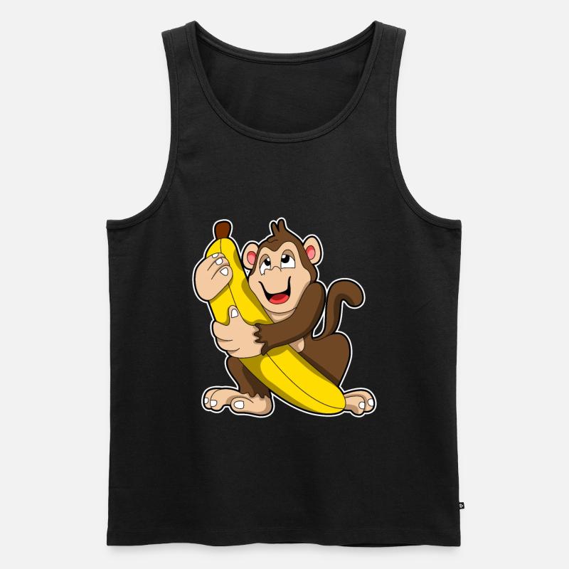 Affe Banane - Männer Premium Bio Tank Top - Schwarz