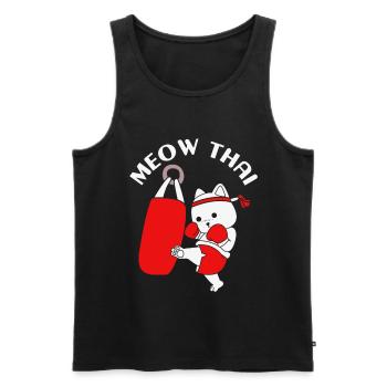 Thai boxing cat - Men's Premium Organic Tank Top - black - Front - Michal (187cm)