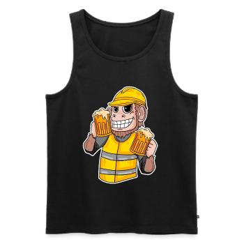 Cadeau drôle de bière de singe de chantier de construction - Débardeur bio Premium Homme - noir - Devant - Michal (187cm)