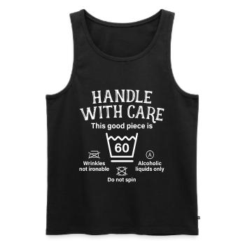 Handle With Care 60th Birthday Gift - Men's Premium Organic Tank Top - black - Front - AI Model Male 178 light (178cm)