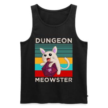 T-shirt Dungeon Meowster – T-shirt drôle de chat RPG - Débardeur bio Premium Homme - noir - Devant - Michal (187cm)