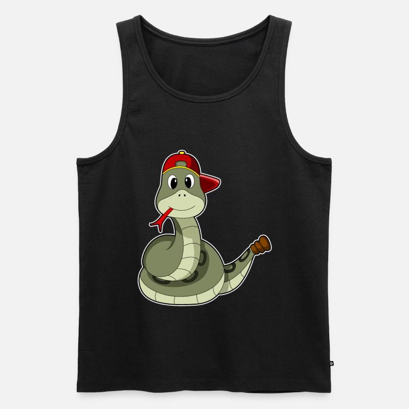 Schlange mit Cap - Männer Premium Bio Tank Top - Schwarz