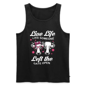 Cows Cow Skull Cowbell Girlfriend - Men's Premium Organic Tank Top - black - Front - AI Model Male 178 light (178cm)
