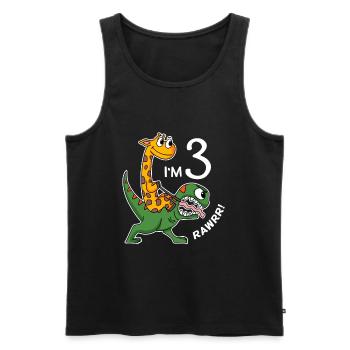 Dinosaurier Giraffe 3 Geburtstag Kindergeburtstag - Männer Premium Bio Tank Top - Schwarz - Vorne - Michal (187cm)