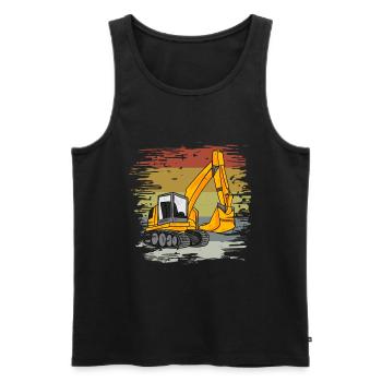 Excavator Construction Site Retro - Men's Premium Organic Tank Top - black - Front - Michal (187cm)