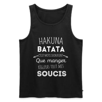 HAKUNA BATATA MANGER SANS SOUCIS cadeau humour - Débardeur bio Premium Homme - noir - Devant - Michal (187cm)