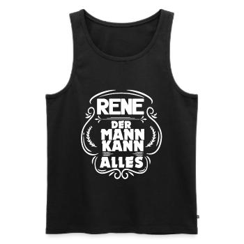 Rene der Mann kann alles Name Geschenk Spruch - Männer Premium Bio Tank Top - Schwarz - Vorne - AI Model Male 178 light (178cm)