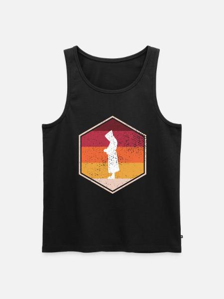 Retro Monk Hexagon Design - Men's Premium Organic Tank Top - black