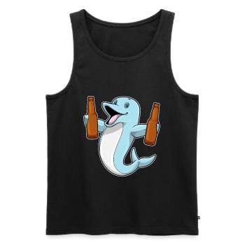 Delfin Flasche Bier - Männer Premium Bio Tank Top - Schwarz - Vorne - AI Model Male 178 light (178cm)
