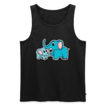 Éléphant avec enfant - Éléphant avec bébé - Débardeur bio Premium Homme - noir - Devant - Michal (187cm)