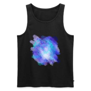 Aquarelle Violet Turquoise Azur Illustration - Débardeur bio Premium Homme - noir - Devant - AI Model Male 178 light (178cm)