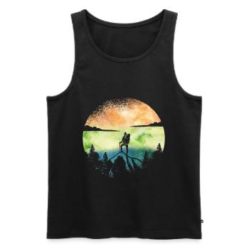 Wanderlust Hiker – Aquarell Adventure - Männer Premium Bio Tank Top - Schwarz - Vorne - AI Model Male 178 light (178cm)