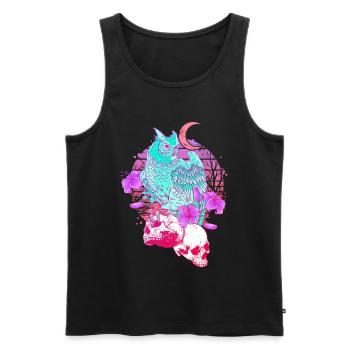 Pastel Goth Tête de mort Hibou Aesthetic Clothes lune - Débardeur bio Premium Homme - noir - Devant - AI Model Male 178 light (178cm)