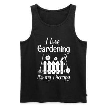 I love gardening it's my therapy - Männer Premium Bio Tank Top - Schwarz - Vorne - Michal (187cm)