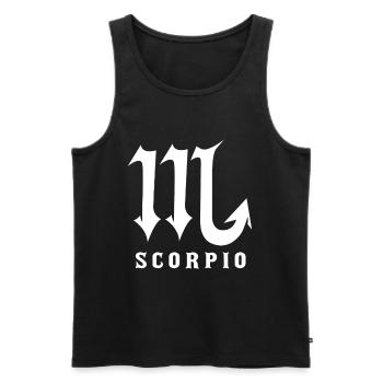 Signe du zodiaque Scorpion - Débardeur bio Premium Homme - noir - Devant - AI Model Male 178 light (178cm)