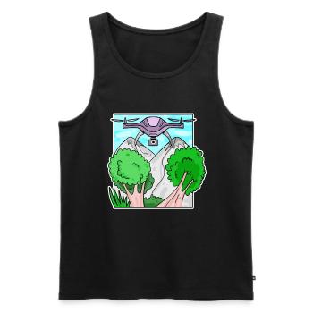Drohne - Männer Premium Bio Tank Top - Schwarz - Vorne - Michal (187cm)