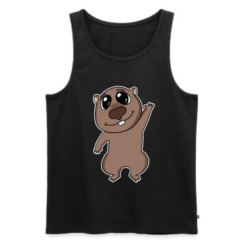 Wombat motif mignon mignon animal - Débardeur bio Premium Homme - noir - Devant - Michal (187cm)