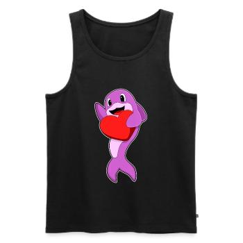 Delfin Herz - Männer Premium Bio Tank Top - Schwarz - Vorne - Michal (187cm)