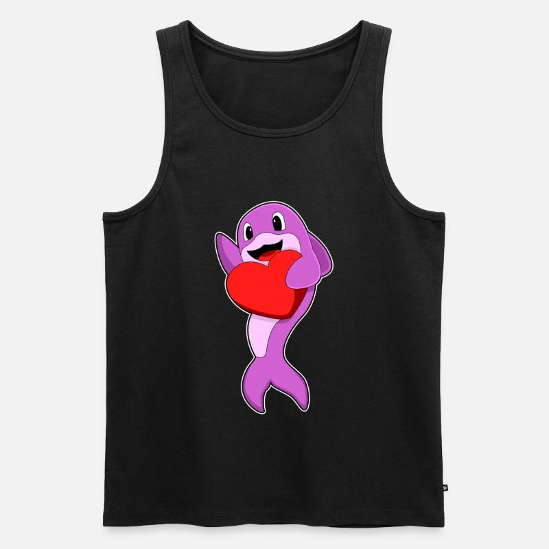 Delfin Herz - Männer Premium Bio Tank Top - Schwarz