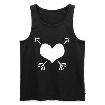 Flèche et coeur - coeur et flèche - Débardeur bio Premium Homme - noir - Devant - Michal (187cm)