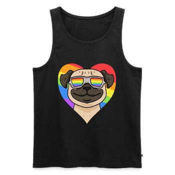 Mops coeur arc-en-ciel - Débardeur bio Premium Homme - noir - Devant - Michal (187cm)