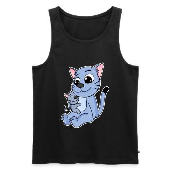 Katze Familie - Katze mit Baby - Katze - Männer Premium Bio Tank Top - Schwarz - Vorne - Michal (187cm)