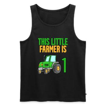 Tracteur 1 ans Garçon 1er anniversaire fils - Débardeur bio Premium Homme - noir - Devant - Michal (187cm)