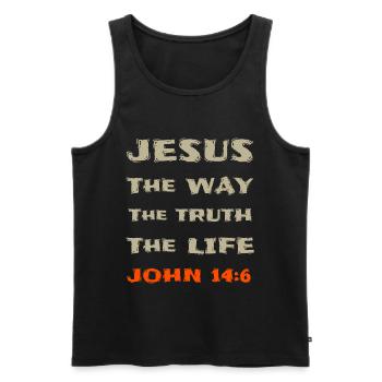 Jesus Way Truth Life John 14:6 - Men's Premium Organic Tank Top - black - Front - Michal (187cm)