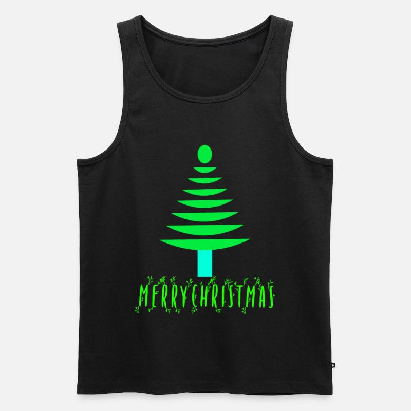 Neon-Kiefern-Weihnachtsbaum - Männer Premium Bio Tank Top - Schwarz