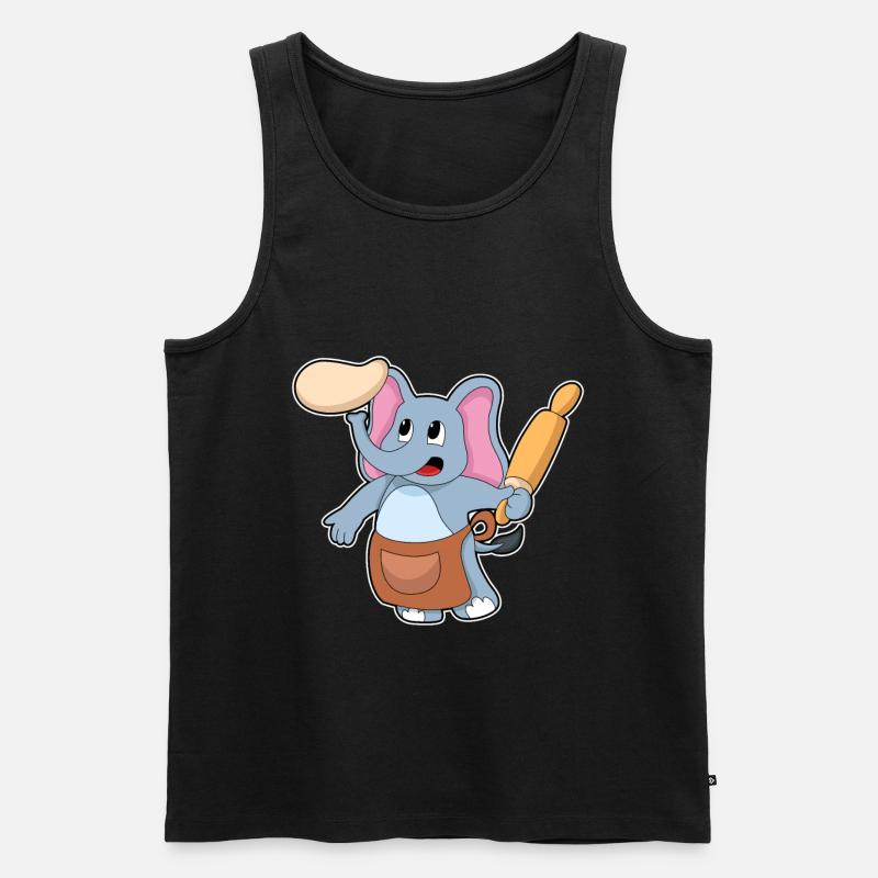 Elefant Bäcker Nudelholz Backen - Männer Premium Bio Tank Top - Schwarz